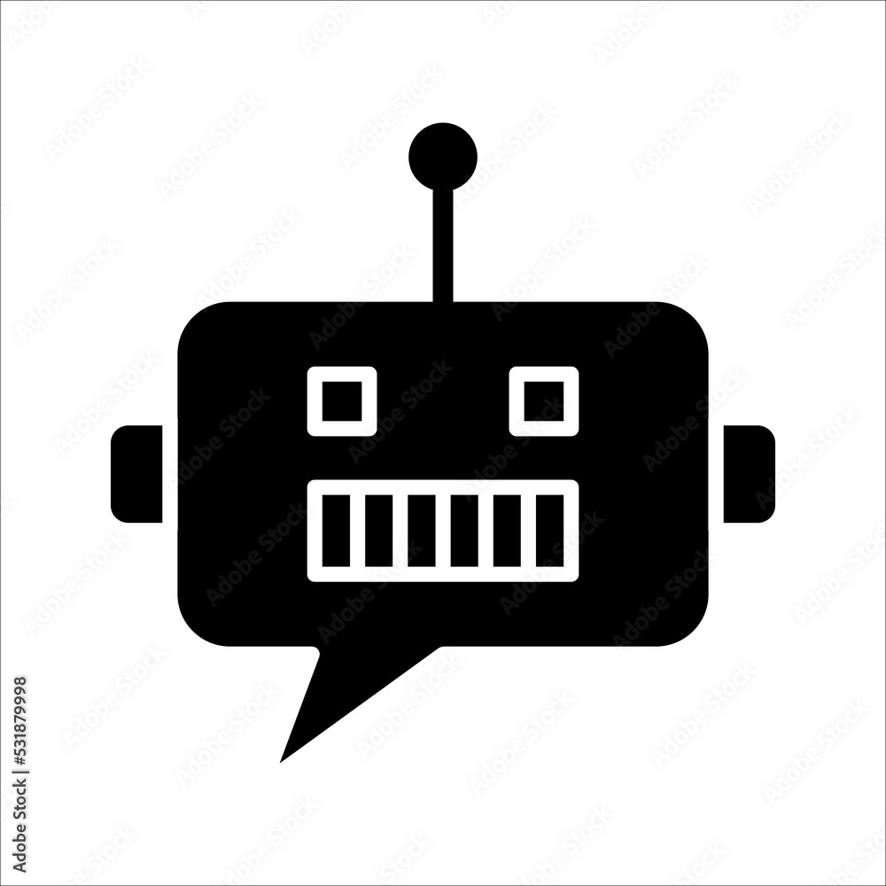 Chat Bot icon. Virtual assistant Bot icon. Robot head with speech bubble. Customer support service Chat Bot. Vector illustration on white background. EPS 10 Chat Bot icon. Virtual assistant Bot icon. Robot head with speech bubble. Customer support service Chat Bot. Vector illustration on white background. EPS 10