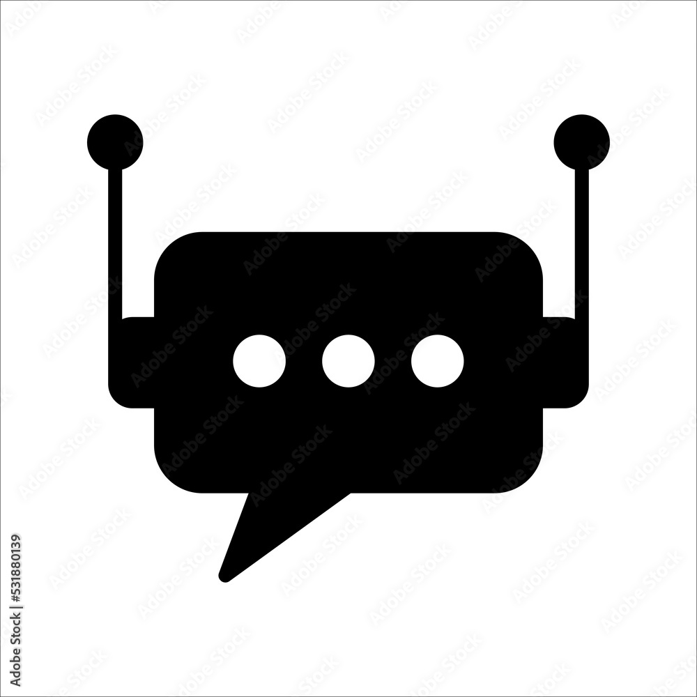 Fototapeta premium Chat Bot icon. Virtual assistant Bot icon. Robot head with speech bubble. Customer support service Chat Bot. Vector illustration on white background. EPS 10