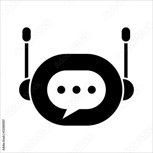 Chat Bot icon. Virtual assistant Bot icon. Robot head with speech bubble. Customer support service Chat Bot. Vector illustration on white background. EPS 10