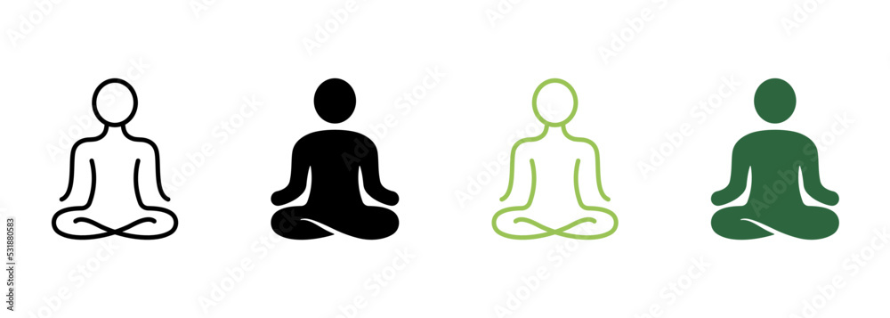 Εκτύπωση καμβά Yoga Position Silhouette and Line Icon
