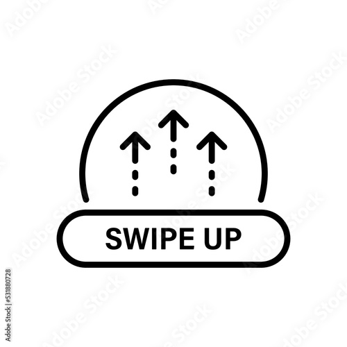 Move Arrow Next Button in Internet Social App Line Icon. Swipe Up Linear Pictogram. Drag Element Scroll Continue in Mobile Application Outline Symbol. Editable Stroke. Isolated Vector Illustration