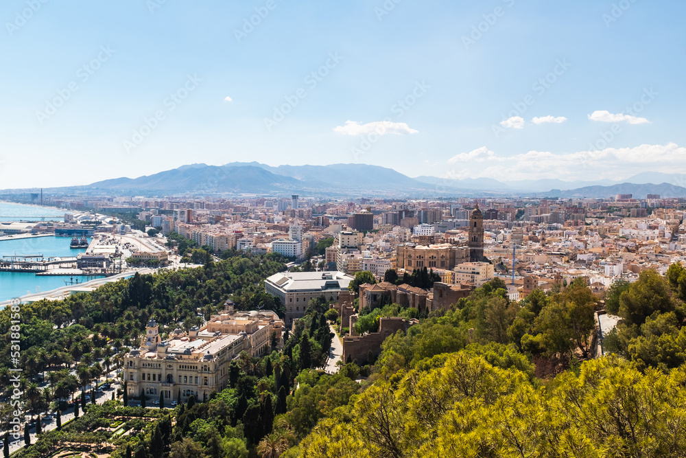 Landscape panoramic view from above in Málaga, Spain