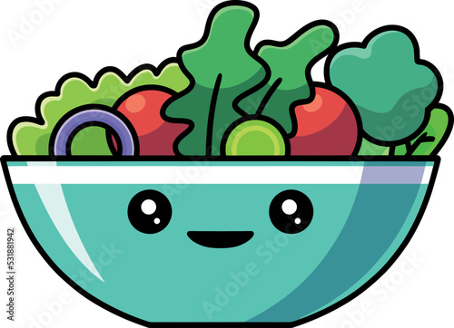 Bowl of salad on white background
