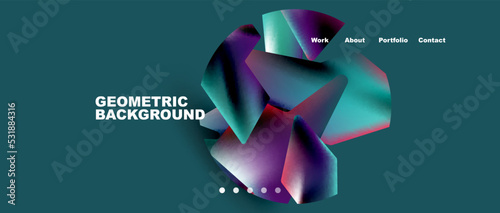 Landing page background template. Abstract geometric shapes composition. Vector illustration for wallpaper, banner, background