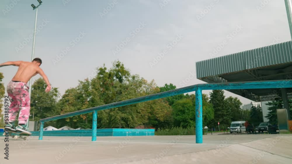 Play preview video
Download Preview 
 Add to Favorites
 Add to Collection
A young skateboarder rides a skateboard in the park on the railing and on the mountains on the concrete. Jumps over obstacles 