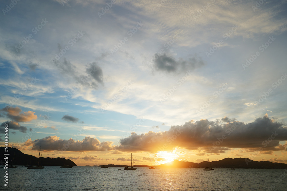 Beautiful seascape with sunset cloudy sky. Beautiful seascape with sunset cloudy sky.
