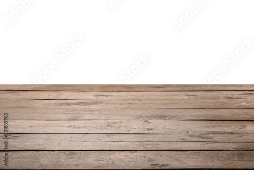 Wooden board surface on white background