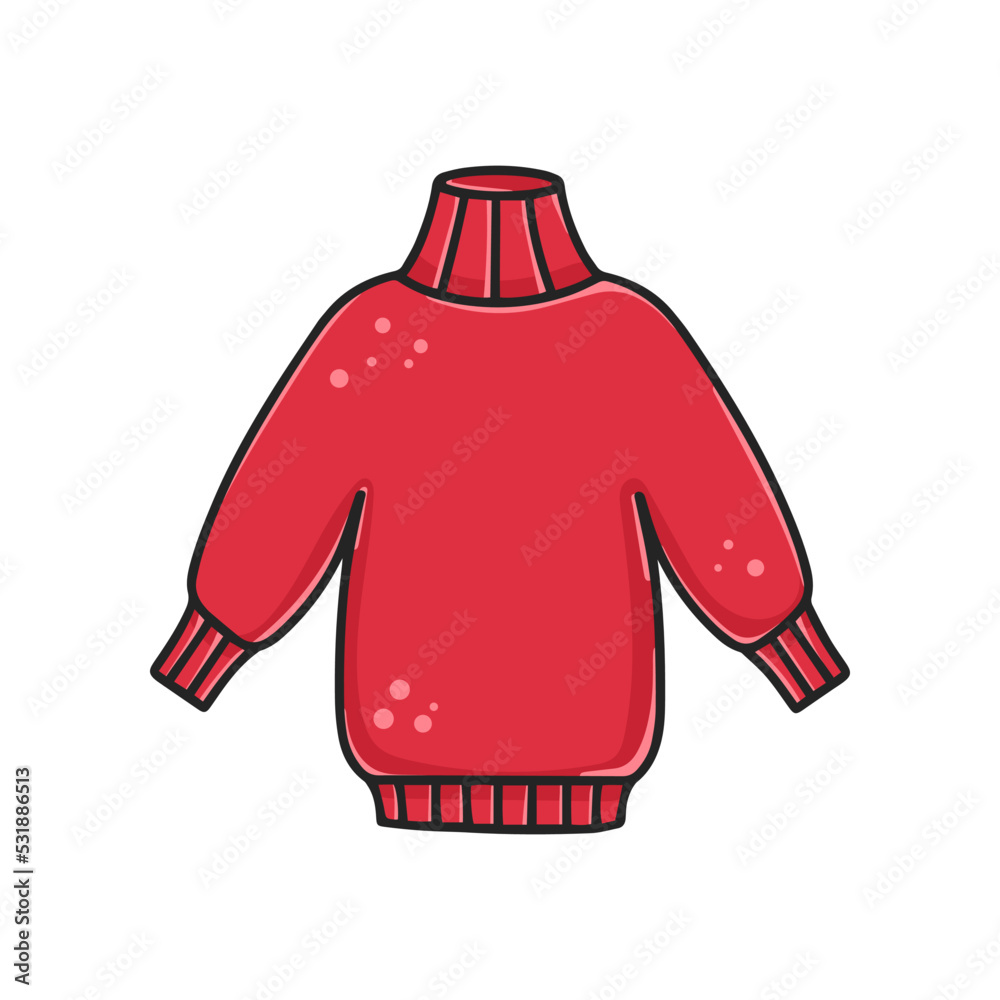 Knitted warm sweater clipart. Warm wool jacket cartoon isolated vector.  Jumper illustration. Clothing item for autumn and winter Stock Vector |  Adobe Stock