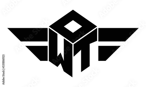 OWT three letter gaming logo in polygon cube shape logo design vector template. wordmark logo | emblem logo | monogram logo | initial letter logo | sports logo | minimalist logo | typography logo | photo