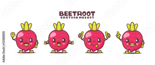 beetroot cartoon mascot with different expressions