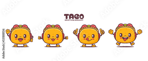 Taco cartoon mascot with different expressions