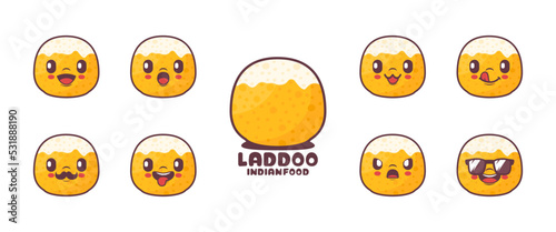 Laddoo cartoon. indian food vector illustration