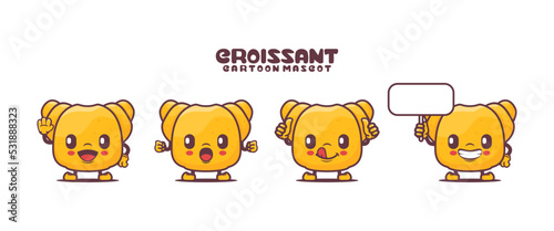 Fototapeta Naklejka Na Ścianę i Meble -  croissant cartoon mascot with different expressions