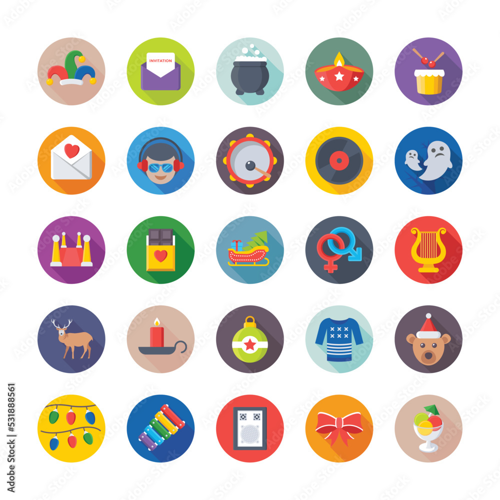 Christmas, Party and Celebrations Vector Icons
Christmas, Party and Celebrations Vector Icons