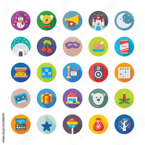 Christmas, Party and Celebrations Vector Icons 

