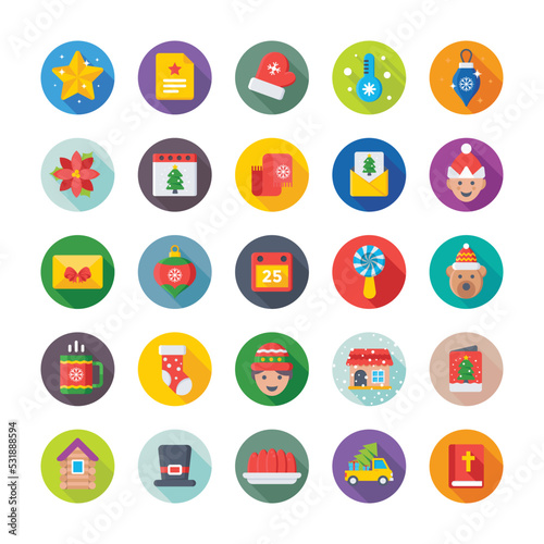 Christmas, Party and Celebrations Vector Icons