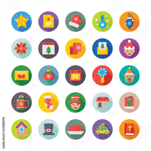 Christmas, Party and Celebrations Vector Icons 

