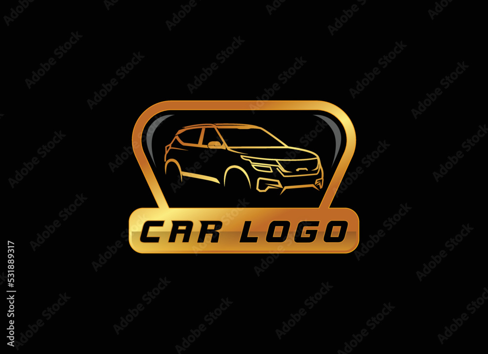 Gold car, auto, automotive logo template Gold car, auto, automotive logo template