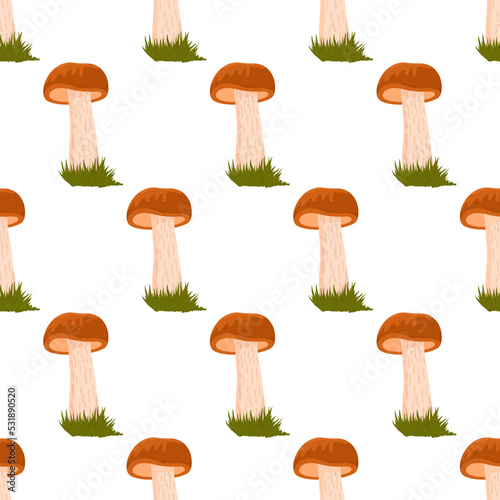 Seamless patterns with repetition of mushrooms.