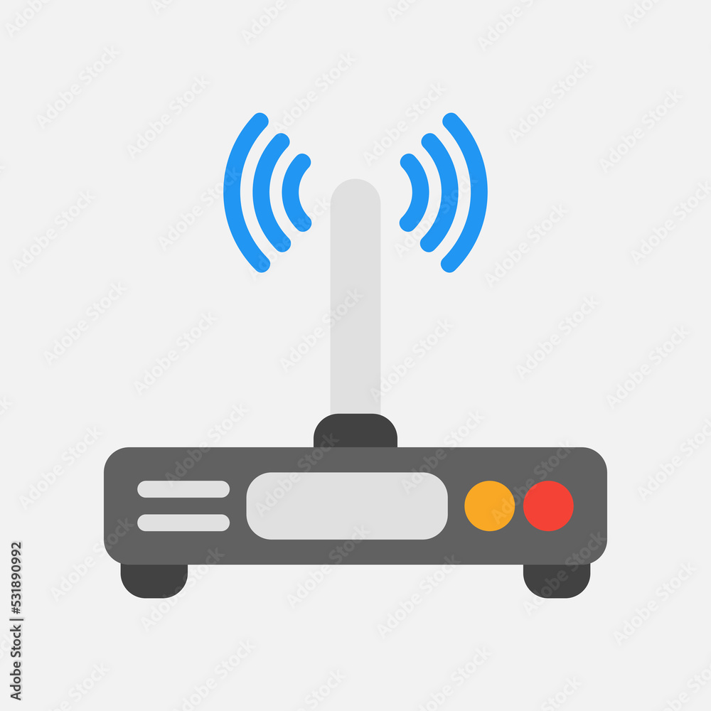 Router icon in flat style about communication, use for website mobile app presentation Router icon in flat style about communication, use for website mobile app presentation