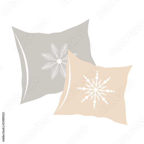 Sofa cushions in boho style. Interior pillows. Flat illustration. Vector.