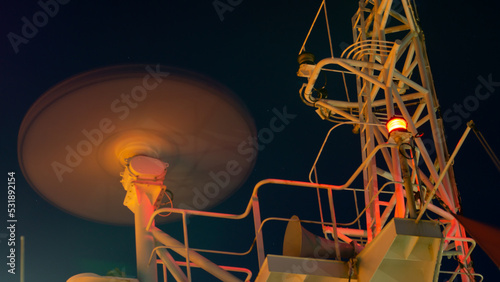 Radar on a ship's mast