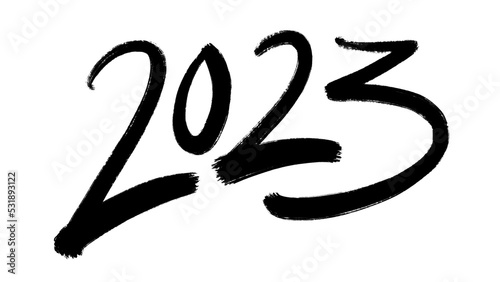 2023 black brush lettering on transparent background