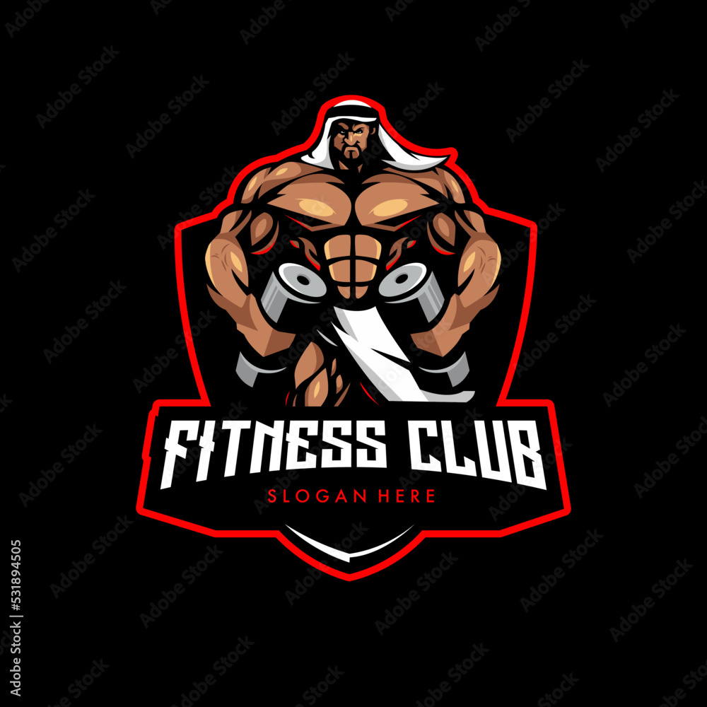 Sultan gym mascot logo design illustration Sultan gym mascot logo design illustration