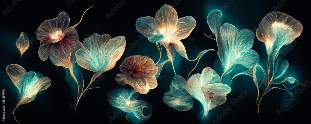 Bioluminescent flowers, glowing in the dark. Floral wallpaper and ...