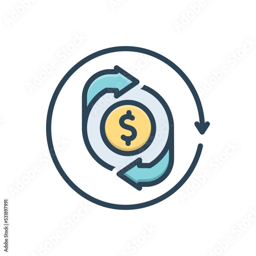Color illustration icon for refund