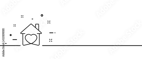House with heart line icon. Home life, support, love, friendly atmosphere in the house, understanding, family, relationships. Society concept. One line. Vector line icon for Business and Advertising