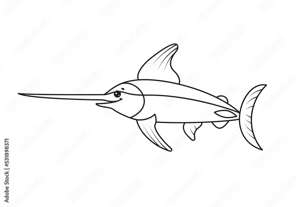 Fototapeta premium Xiphias Gladius fish. Vector Illustration.