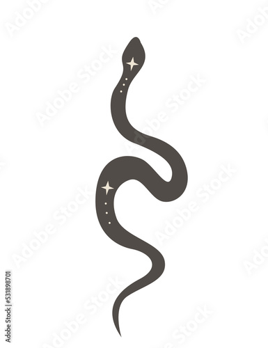 Collection of vector magic fairy tale elements, icons and illustrations. Snake.
