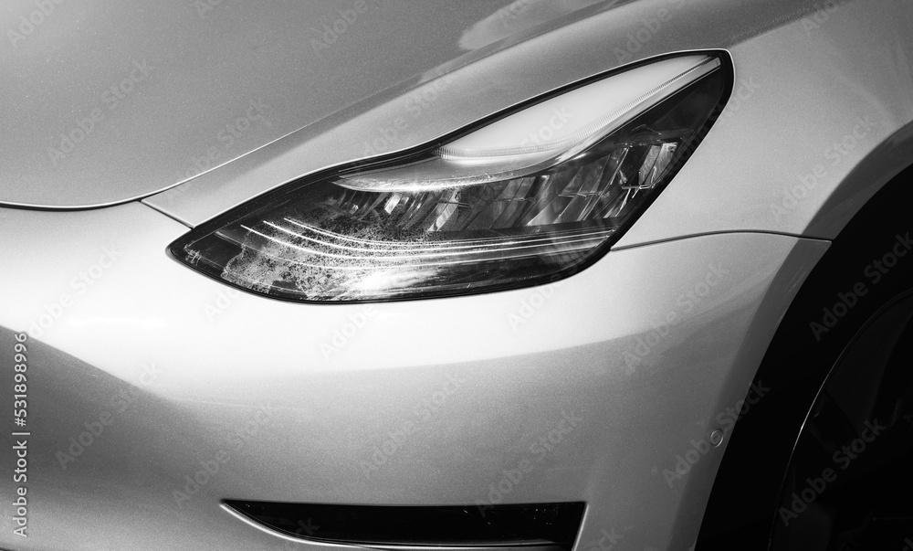 Led car headlight close-up