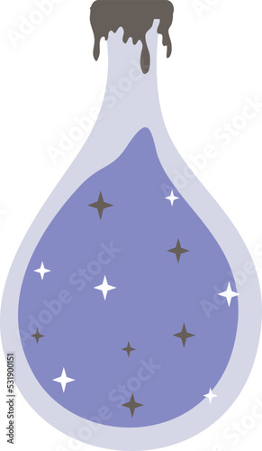 Collection of vector magic fairy tale elements, icons and illustrations. Bottle with potion.