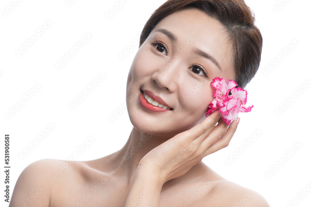 Beautiful young woman holding a flower Beautiful young woman holding a flower