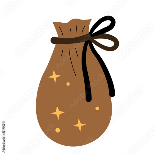 Collection of vector magic fairy tale elements, icons and illustrations. Pouch.
