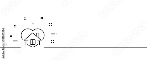 House with heart line icon. Relationships, friendly atmosphere in the house, love, home life, support, family, understanding. Society concept. One line. Vector line icon for Business and Advertising