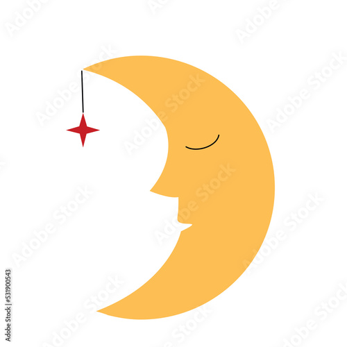 Collection of vector magic fairy tale elements, icons and illustrations. Crescent.