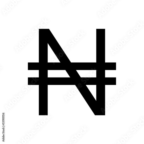 Nigerian naira currency sign isolated on white background. Vector
