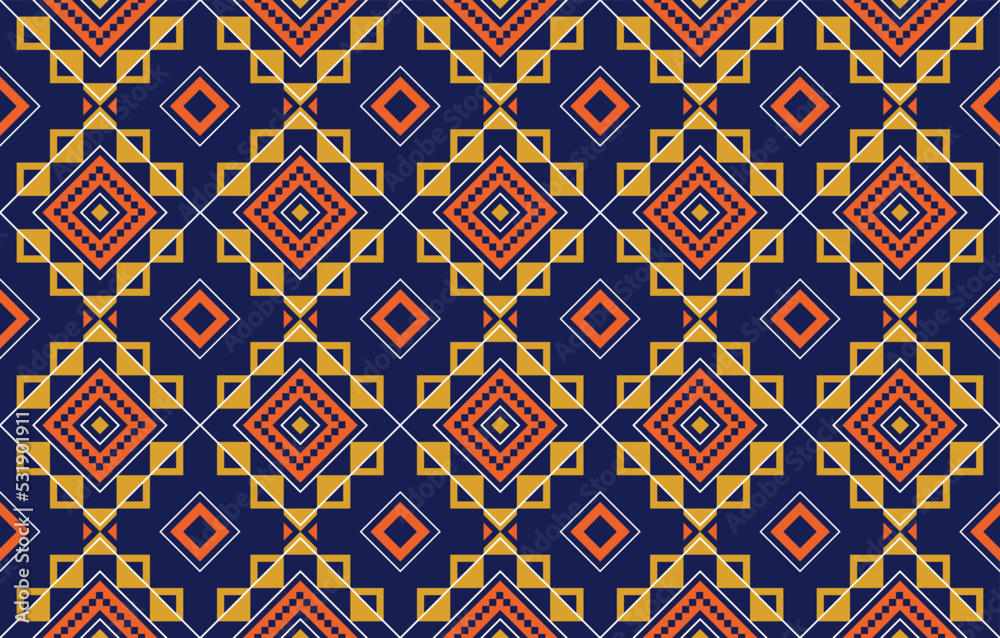 Abstract geometric tribal ethnic ikat folklore diamonds oriental seamless pattern traditional design for background,carpet,wallpaper,clothing,fabric,wrapping,print,batik,folk,knit vector illustration