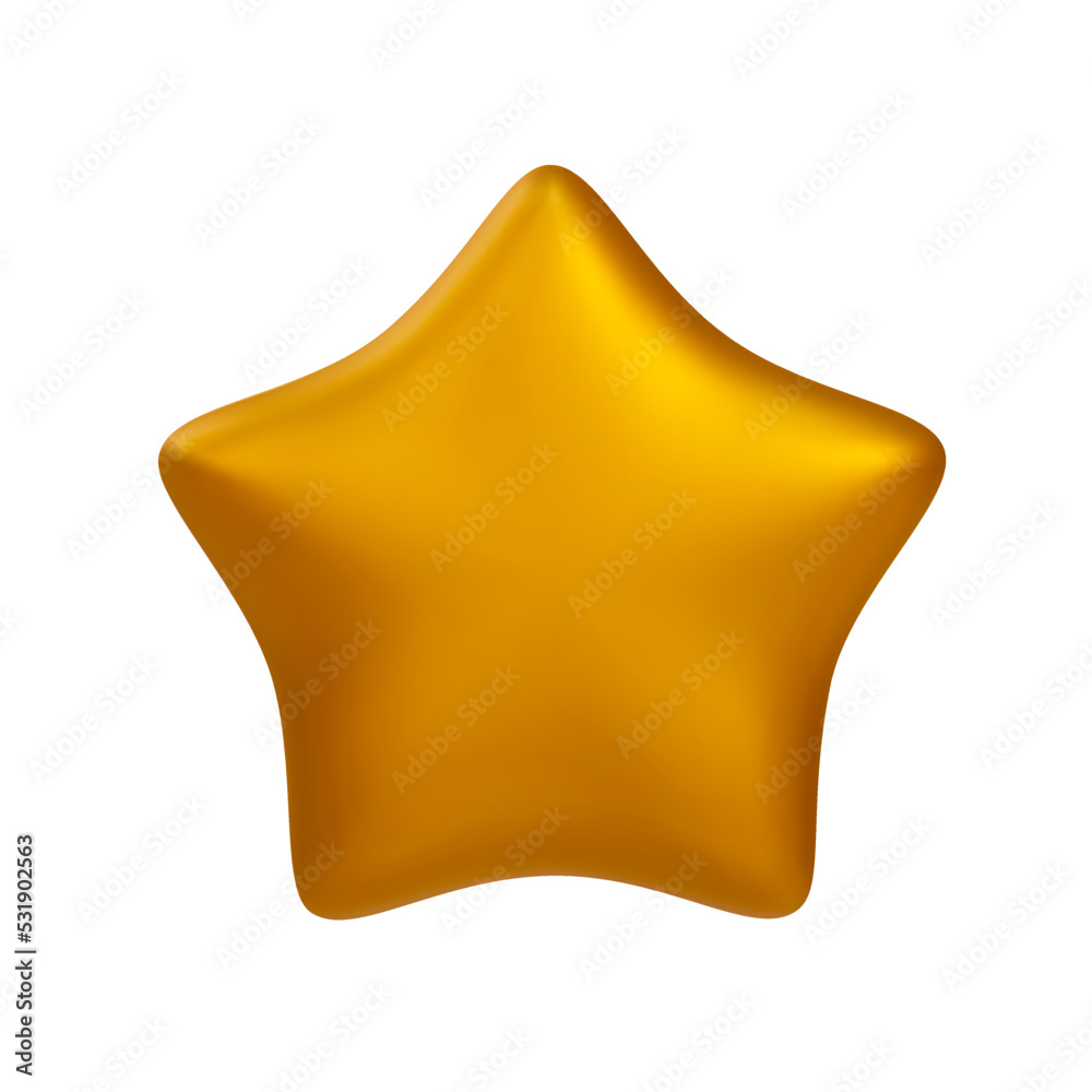 Realistic 3d yellow gold dlitter star. Customer rating feedback concept and achievement for game. Vector illustration Realistic 3d yellow gold dlitter star. Customer rating feedback concept and achievement for game. Vector illustration