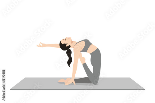 Half Camel Pose Variation Raised Toe, Ardha Ustrasana Variation Raised Toe