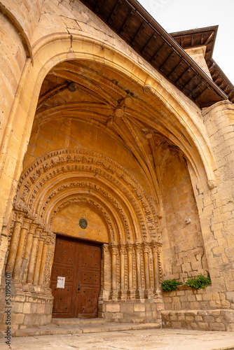 Romanesque façade of the Church of San Pedro de Treviño, Burgos, Castilla y León