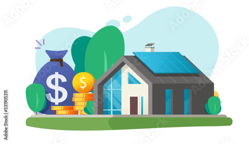 Money mortgage credit on home vector 3d, house building tax value and expense, property real estate refinance loan, price or cost of habitation ownership, investment fund cash to construction image