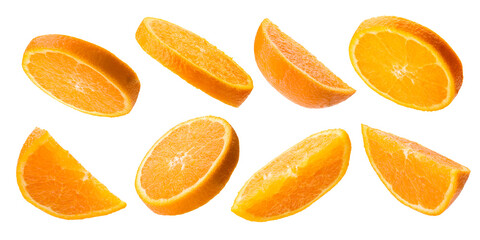 orange sliced variety on transparent background, PNG image.
