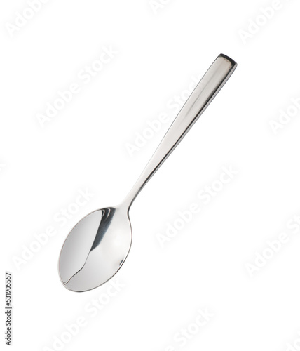 Steel teaspoon on transparent background, PNG image photo