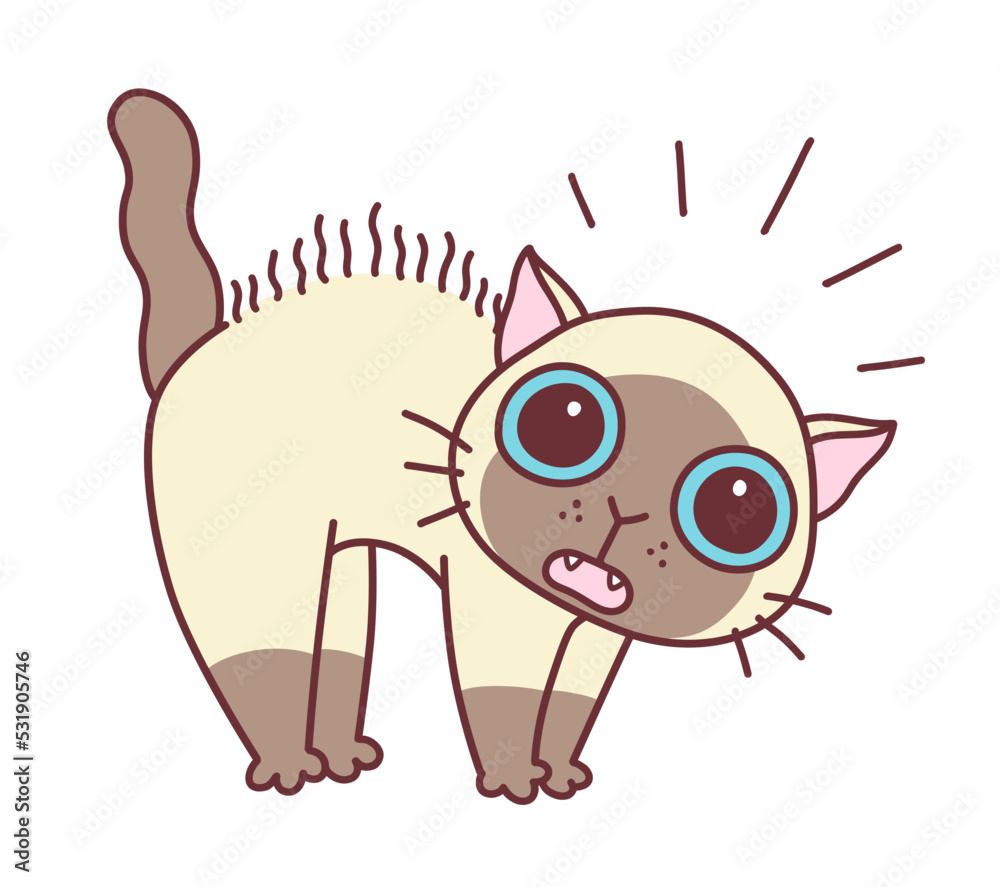 Cute scared cat minimal vector illustration. Doodle cartoon cats series ...
