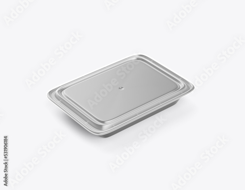 Plastic Container with Sticker Label Mockup. 3D render