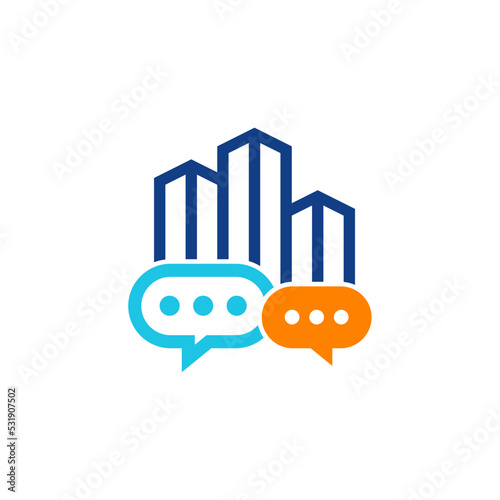 Chat City Logo Vector Design Template. Appartement Chat logo design concept. Simple icon symbol